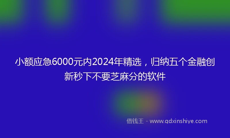 小额应急6000元内2024年精选，归纳五个金融创新秒下不要芝麻分的软件