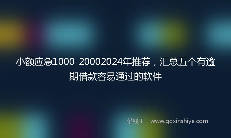 小额应急1000-20002024年推荐，汇总五个有逾期借款容易通过的软件