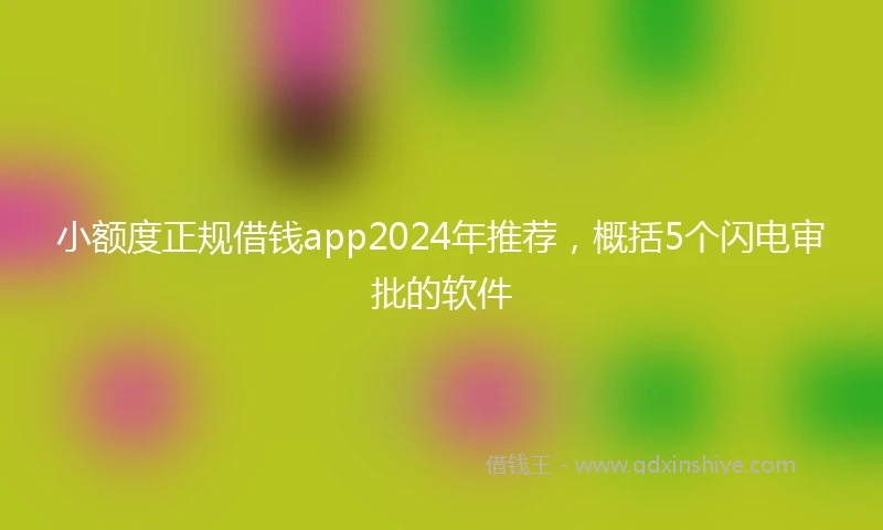 小额度正规借钱app2024年推荐，概括5个闪电审批的软件