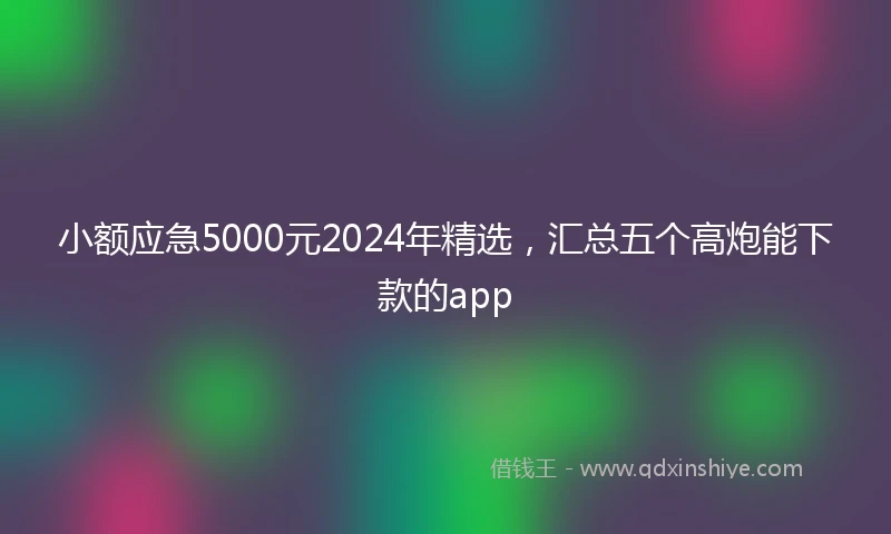 小额应急5000元2024年精选，汇总五个高炮能下款的app