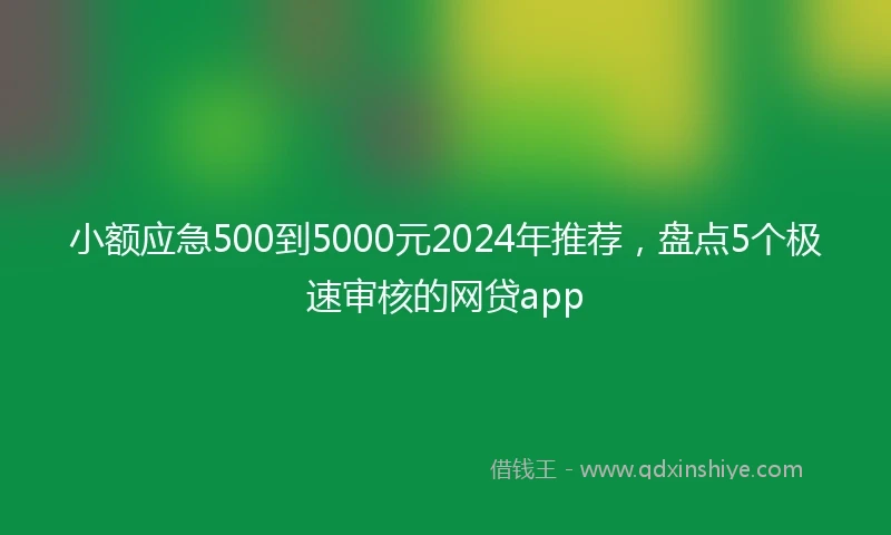 小额应急500到5000元2024年推荐，盘点5个极速审核的网贷app