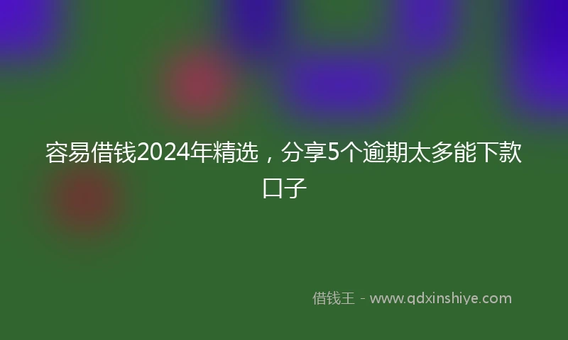 容易借钱2024年精选，分享5个逾期太多能下款口子