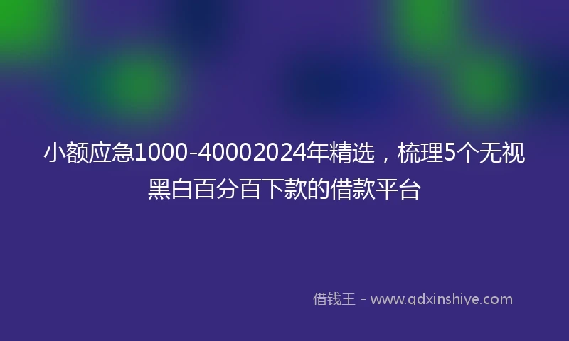 小额应急1000-40002024年精选，梳理5个无视黑白百分百下款的借款平台