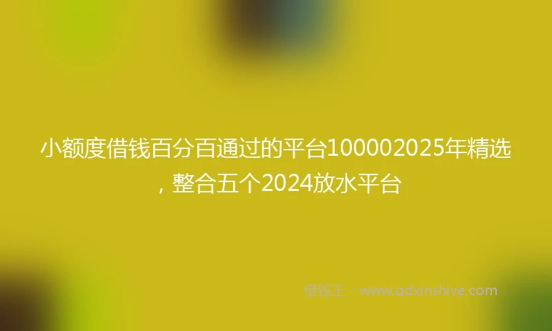 小额度借钱百分百通过的平台100002025年精选，整合五个2024放水平台