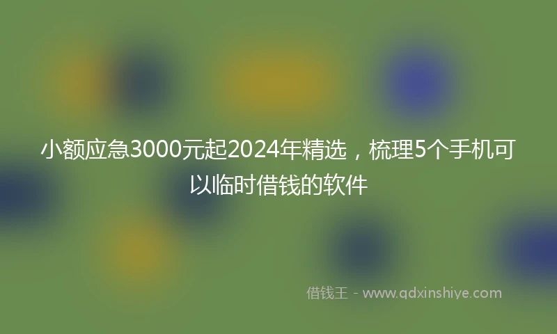小额应急3000元起2024年精选，梳理5个手机可以临时借钱的软件