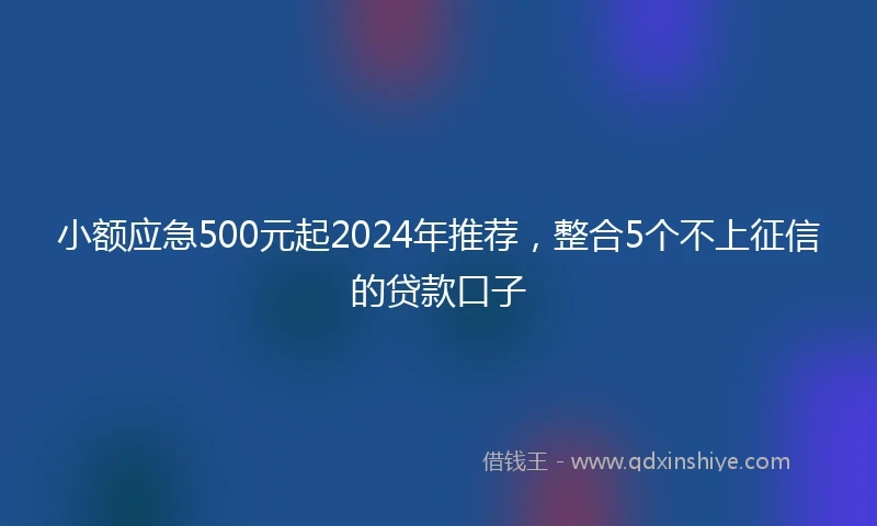 小额应急500元起2024年推荐，整合5个不上征信的贷款口子