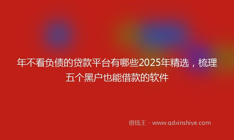 年不看负债的贷款平台有哪些2025年精选，梳理五个黑户也能借款的软件
