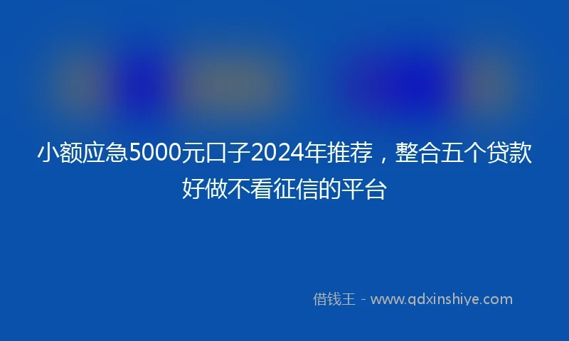 小额应急5000元口子2024年推荐，整合五个贷款好做不看征信的平台