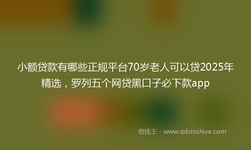 小额贷款有哪些正规平台70岁老人可以贷2025年精选，罗列五个网贷黑口子必下款app