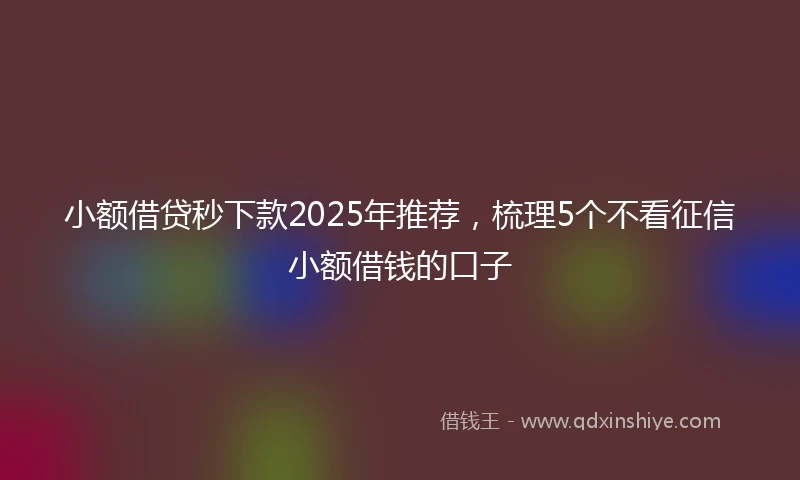 小额借贷秒下款2025年推荐，梳理5个不看征信小额借钱的口子