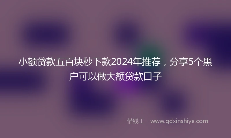 小额贷款五百块秒下款2024年推荐，分享5个黑户可以做大额贷款口子