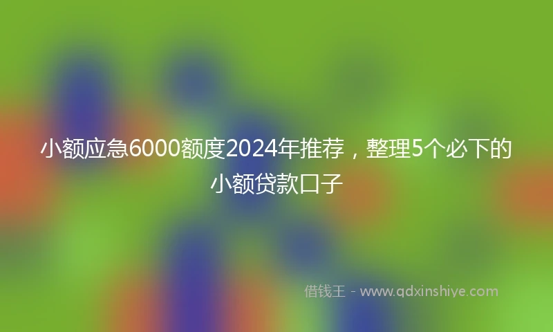 小额应急6000额度2024年推荐，整理5个必下的小额贷款口子