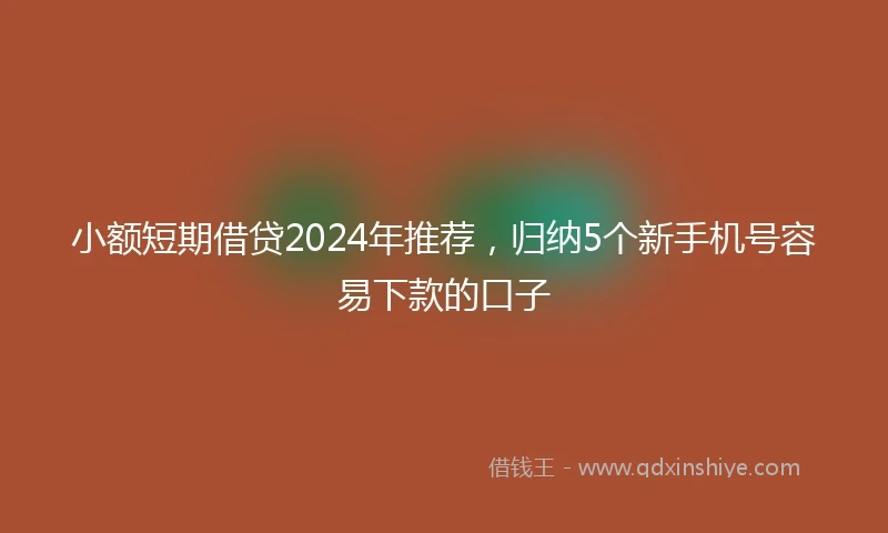 小额短期借贷2024年推荐，归纳5个新手机号容易下款的口子