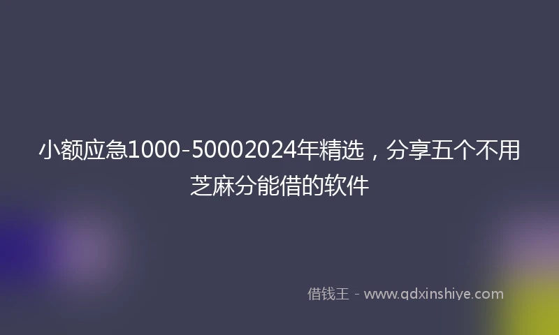 小额应急1000-50002024年精选，分享五个不用芝麻分能借的软件