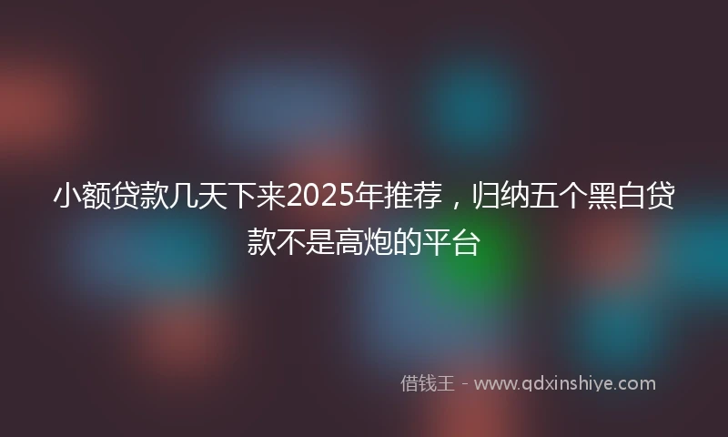 小额贷款几天下来2025年推荐，归纳五个黑白贷款不是高炮的平台