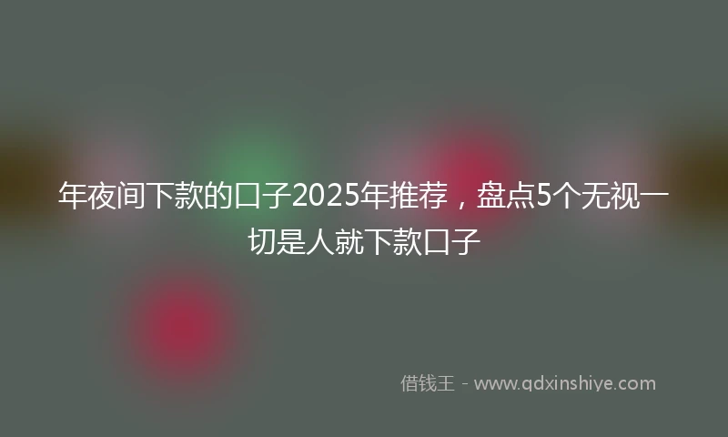 年夜间下款的口子2025年推荐，盘点5个无视一切是人就下款口子
