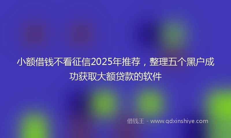 小额借钱不看征信2025年推荐，整理五个黑户成功获取大额贷款的软件