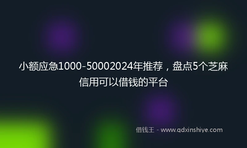 小额应急1000-50002024年推荐，盘点5个芝麻信用可以借钱的平台