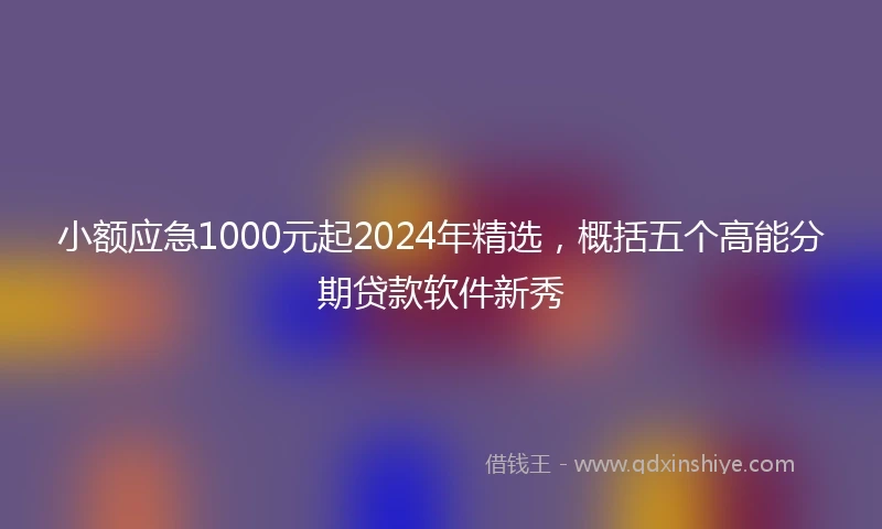 小额应急1000元起2024年精选，概括五个高能分期贷款软件新秀