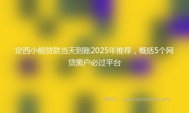 定西小额贷款当天到账2025年推荐，概括5个网贷黑户必过平台
