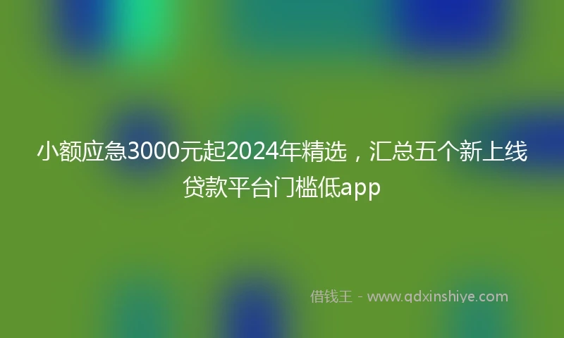 小额应急3000元起2024年精选，汇总五个新上线贷款平台门槛低app