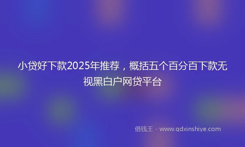 小贷好下款2025年推荐，概括五个百分百下款无视黑白户网贷平台
