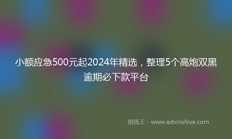 小额应急500元起2024年精选，整理5个高炮双黑逾期必下款平台