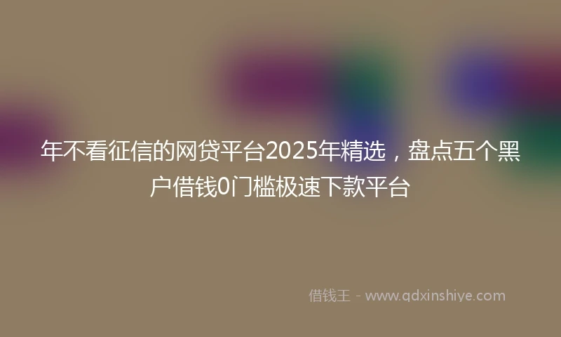 年不看征信的网贷平台2025年精选，盘点五个黑户借钱0门槛极速下款平台