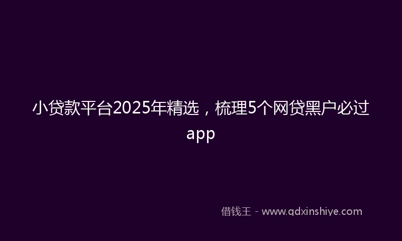 小贷款平台2025年精选，梳理5个网贷黑户必过app