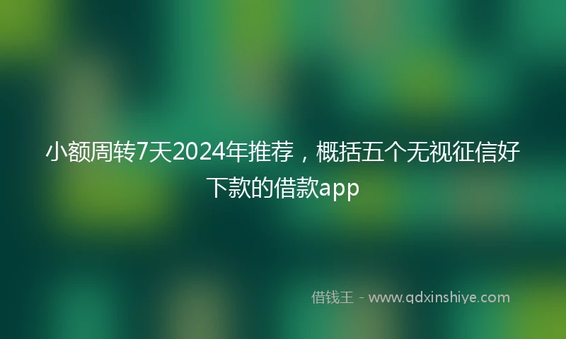 小额周转7天2024年推荐，概括五个无视征信好下款的借款app