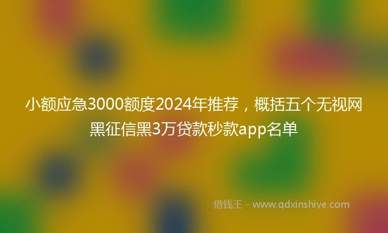 小额应急3000额度2024年推荐，概括五个无视网黑征信黑3万贷款秒款app名单