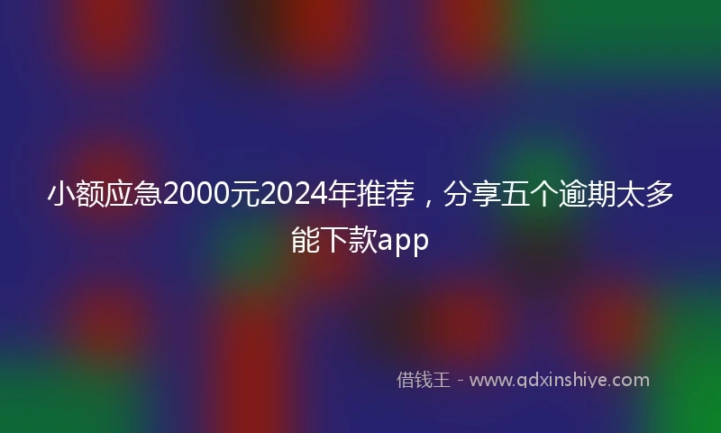 小额应急2000元2024年推荐，分享五个逾期太多能下款app