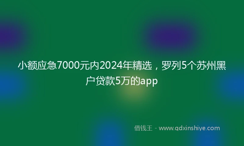 小额应急7000元内2024年精选，罗列5个苏州黑户贷款5万的app