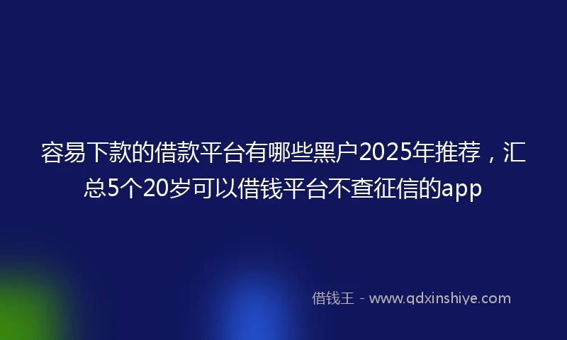 容易下款的借款平台有哪些黑户2025年推荐，汇总5个20岁可以借钱平台不查征信的app