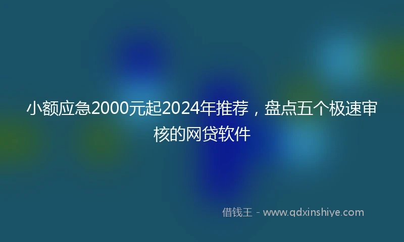 小额应急2000元起2024年推荐，盘点五个极速审核的网贷软件