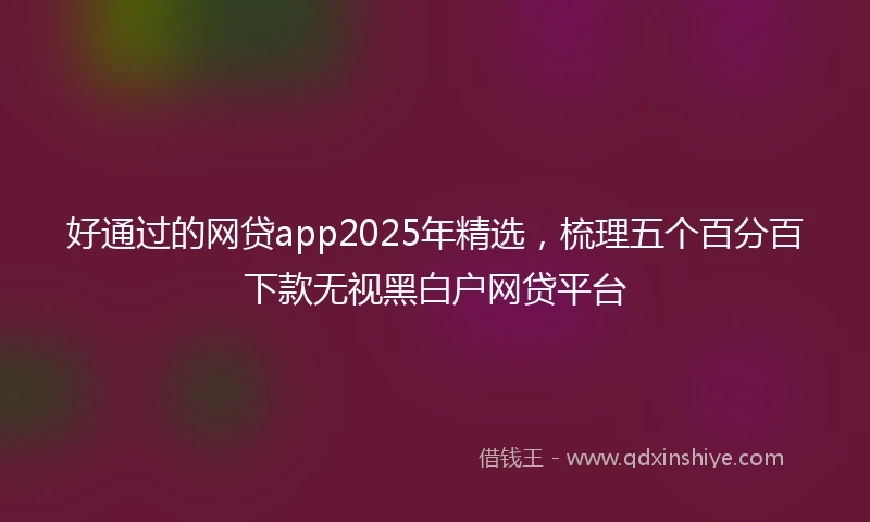 好通过的网贷app2025年精选，梳理五个百分百下款无视黑白户网贷平台