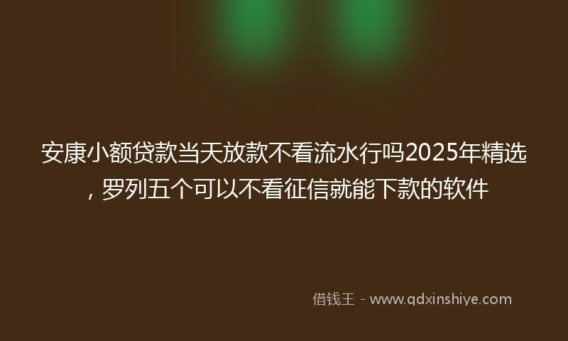 安康小额贷款当天放款不看流水行吗2025年精选，罗列五个可以不看征信就能下款的软件