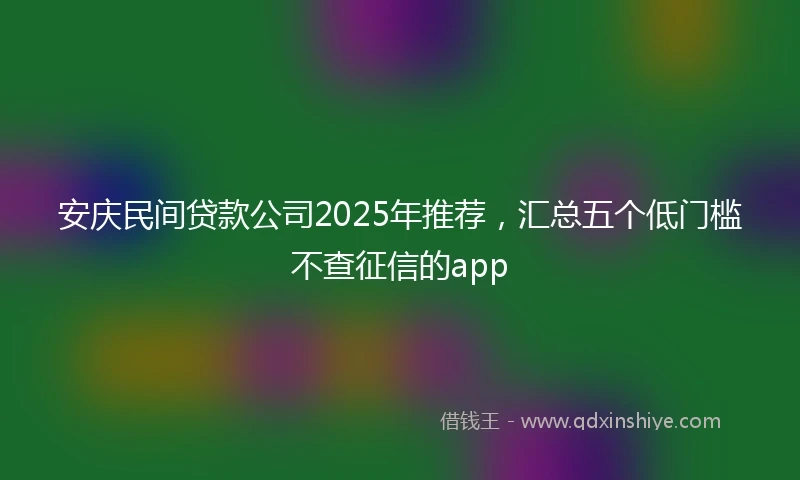 安庆民间贷款公司2025年推荐，汇总五个低门槛不查征信的app