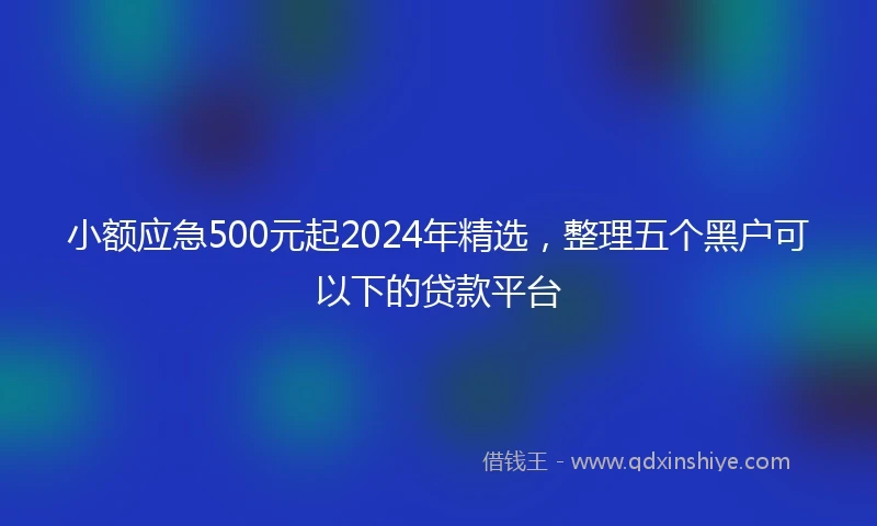 小额应急500元起2024年精选，整理五个黑户可以下的贷款平台