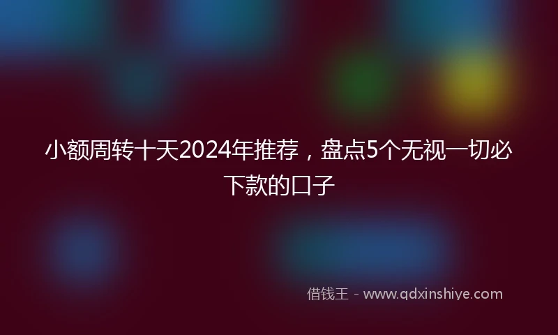 小额周转十天2024年推荐，盘点5个无视一切必下款的口子