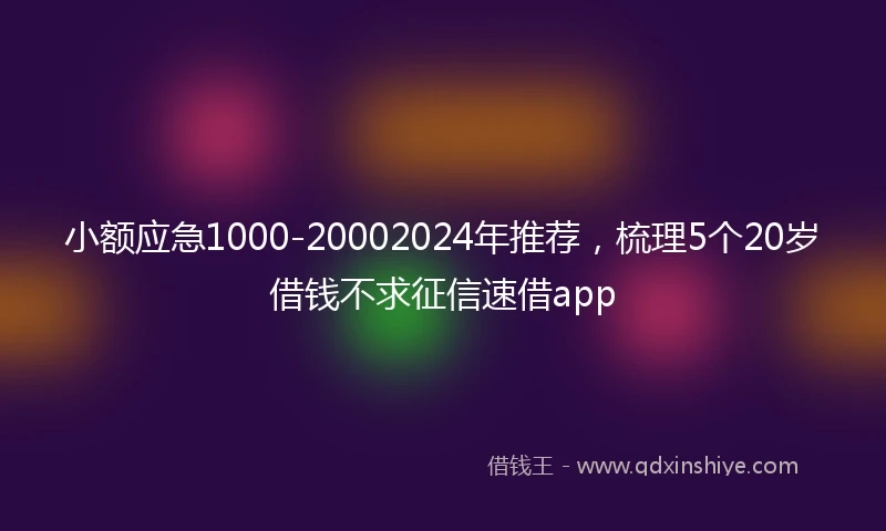 小额应急1000-20002024年推荐，梳理5个20岁借钱不求征信速借app