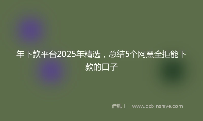 年下款平台2025年精选，总结5个网黑全拒能下款的口子