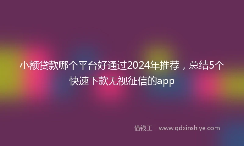 小额贷款哪个平台好通过2024年推荐，总结5个快速下款无视征信的app