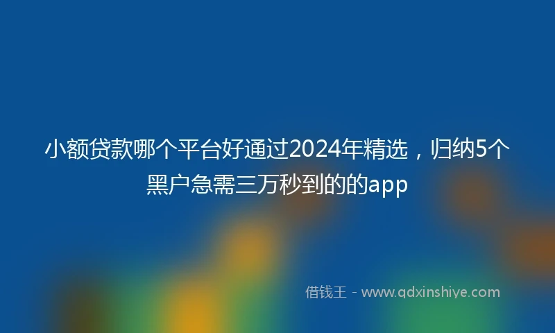 小额贷款哪个平台好通过2024年精选，归纳5个黑户急需三万秒到的的app