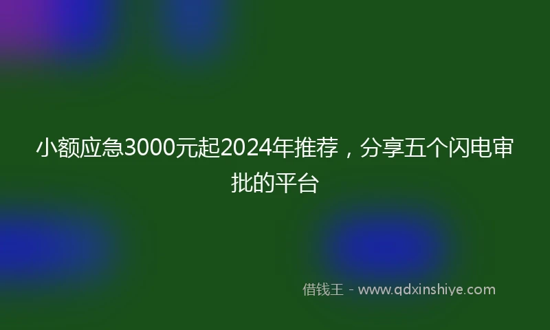 小额应急3000元起2024年推荐，分享五个闪电审批的平台