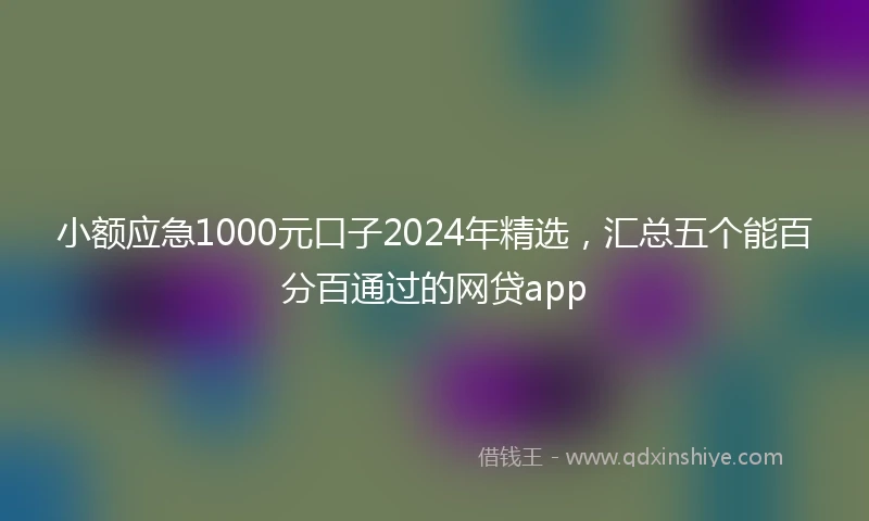 小额应急1000元口子2024年精选，汇总五个能百分百通过的网贷app