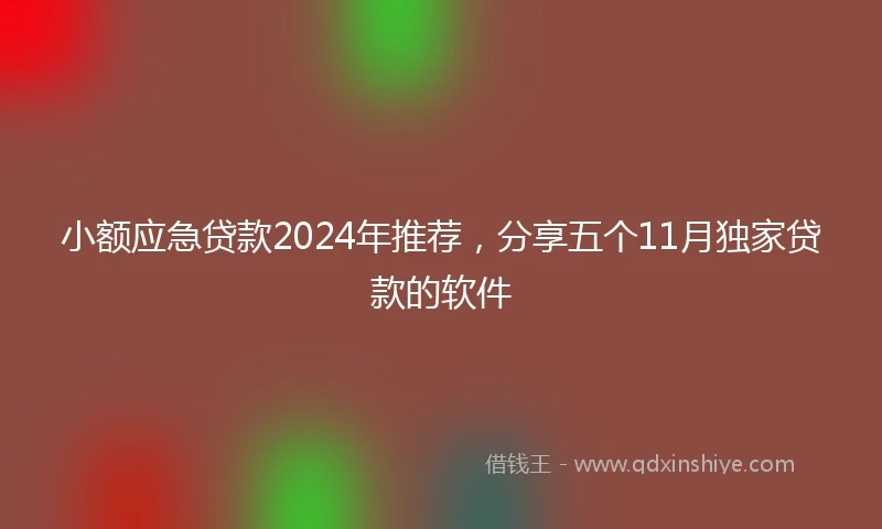 小额应急贷款2024年推荐，分享五个11月独家贷款的软件