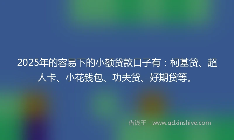 2025年的容易下的小额贷款口子有：柯基贷、超人卡、小花钱包、功夫贷、好期贷等。