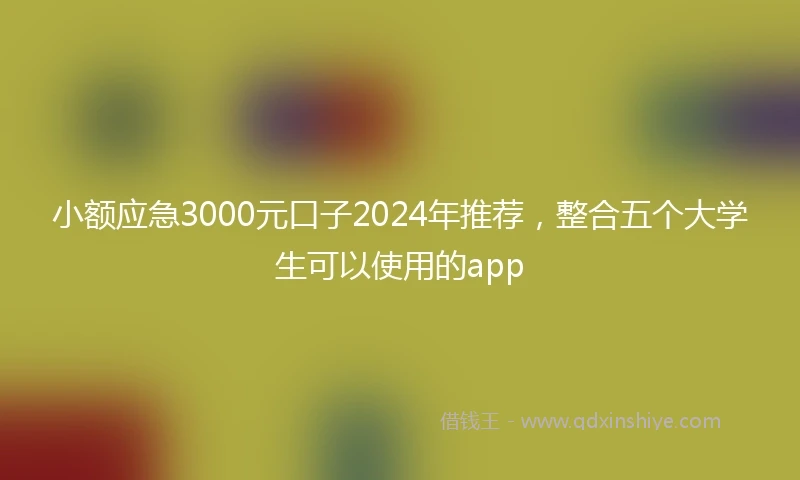 小额应急3000元口子2024年推荐，整合五个大学生可以使用的app