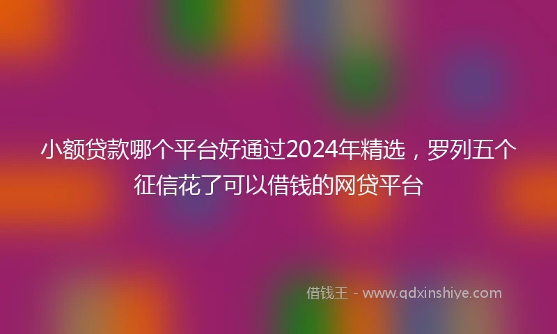 小额贷款哪个平台好通过2024年精选，罗列五个征信花了可以借钱的网贷平台